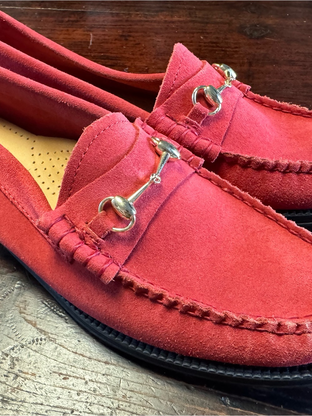G.H. Bass & Co. Red Suede Leather HorseBit Loafers